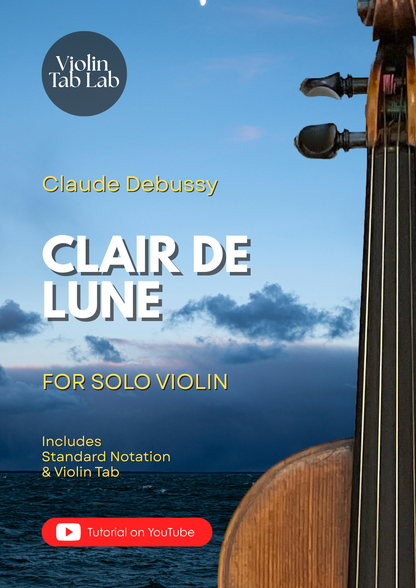 Clair de lune - Claude Debussy | Solo Violin Arrangement | Violin Sheet Music with TAB