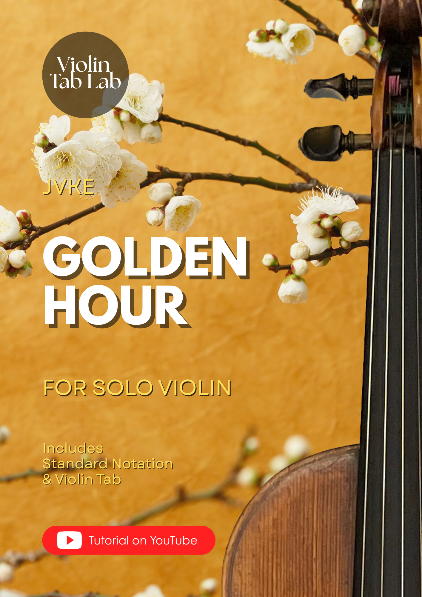 Golden Hour - JVKE | Solo Violin Arrangement | Violin Sheet Music with TAB