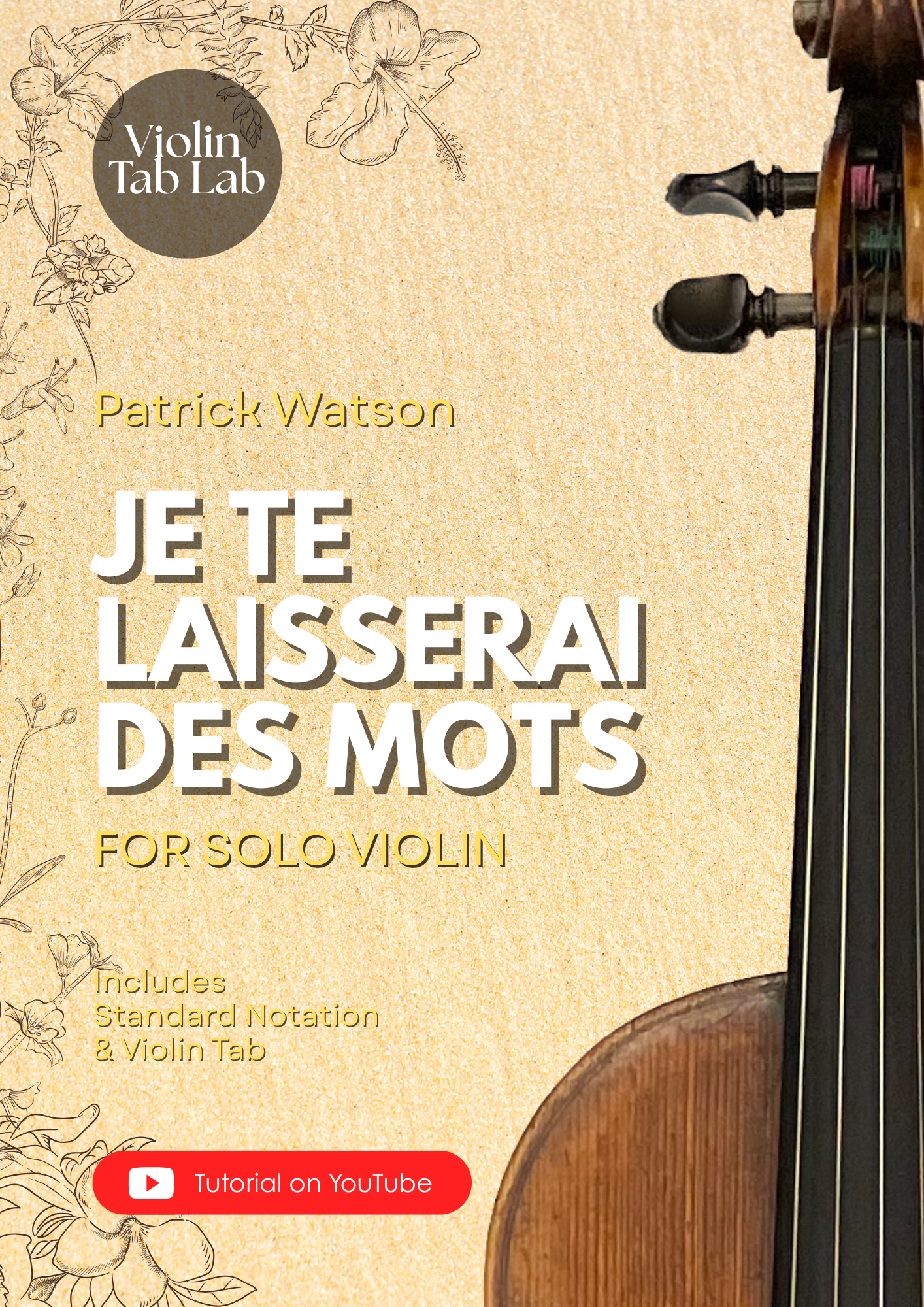 Je te laisserai des mots - Patrick Watson | Solo Violin Arrangement | Violin Sheet Music with TAB