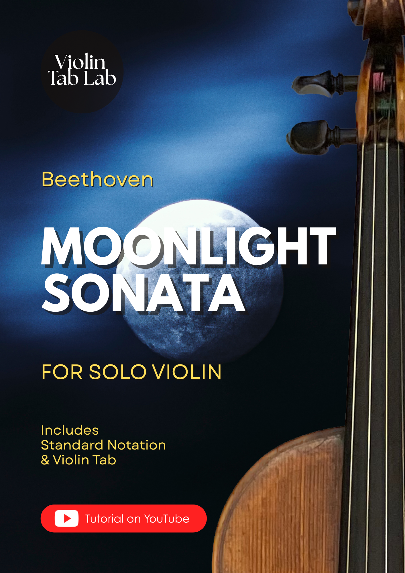 Moonlight Sonata - Ludwig van Beethoven | Solo Violin Arrangement | Violin Sheet Music with TAB