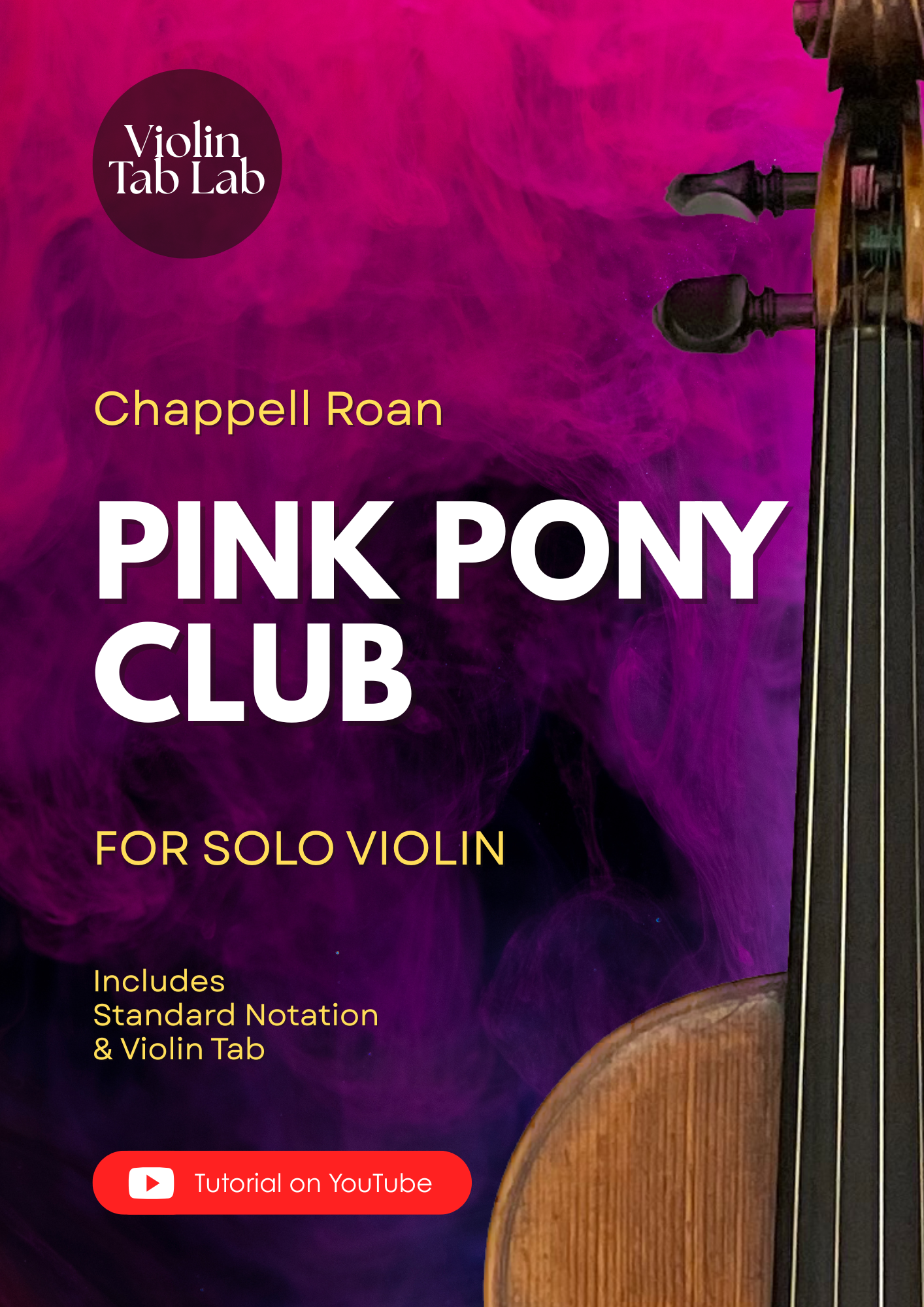 Pink Pony Club - Chappell Roan | Solo Violin Arrangement | Violin Sheet Music with TAB