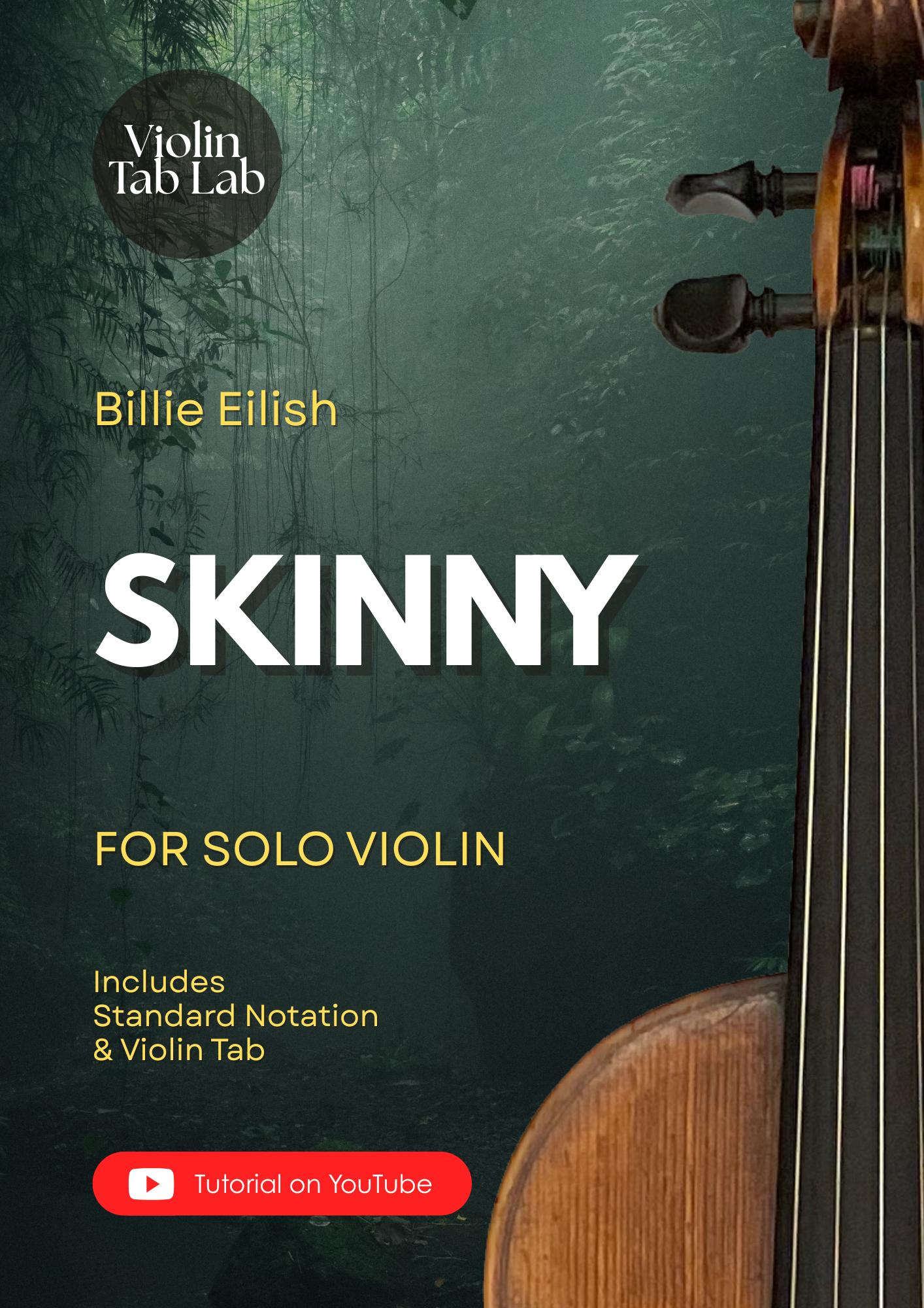 Skinny - Billie Eilish | Solo Violin Arrangement | Violin Sheet Music with TAB