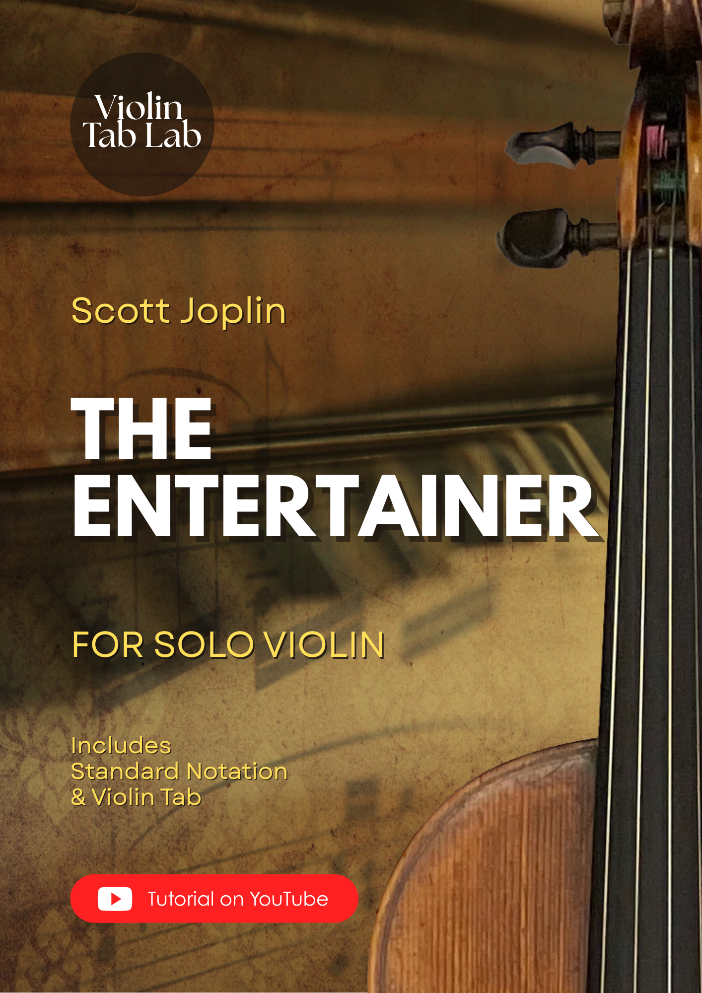 The Entertainer - Scott Joplin | Solo Violin Arrangement | Violin Sheet Music with TAB