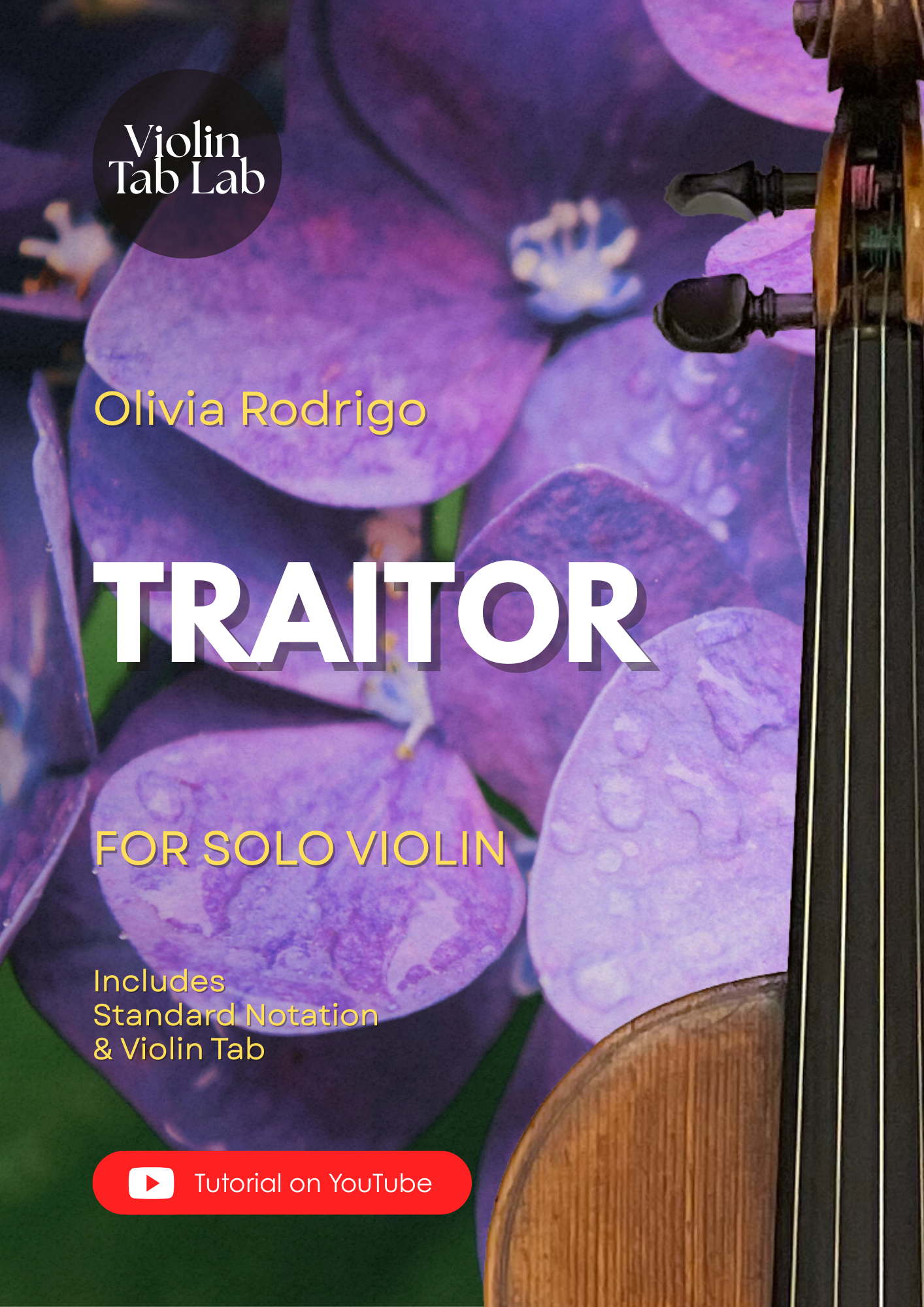Traitor - Olivia Rodrigo | Solo Violin Arrangement | Violin Sheet Music with TAB