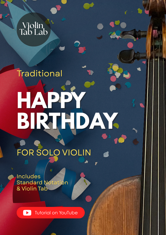 Happy Birthday | Solo Violin Arrangement | Violin Sheet Music with TAB